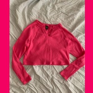 Wild Fable Hot-Pink Waffle Cropped Top